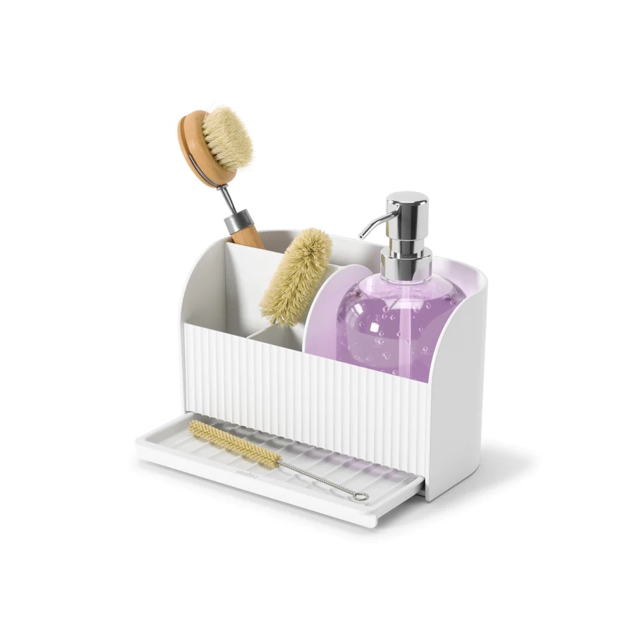 Θήκη Οργάνωσης Κουζίνας με  Αντλία Dispenser Υγρού Σαπουνιού Umbra Sling Sink Caddy With Soap Pump White 1019722-660 Κουζίνα